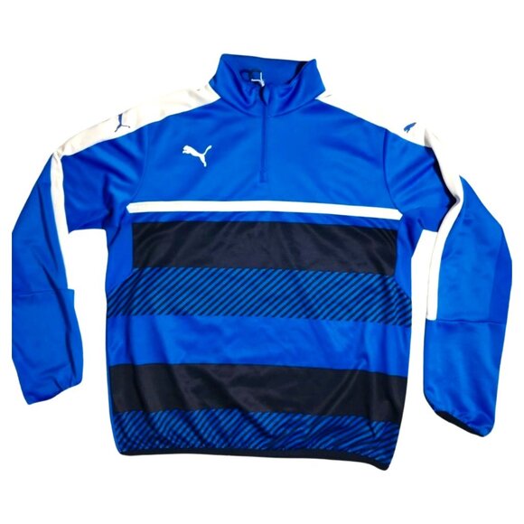 Puma Men Sweater Quarter-Zip - XXL - Blue & White - Picture 1 of 8